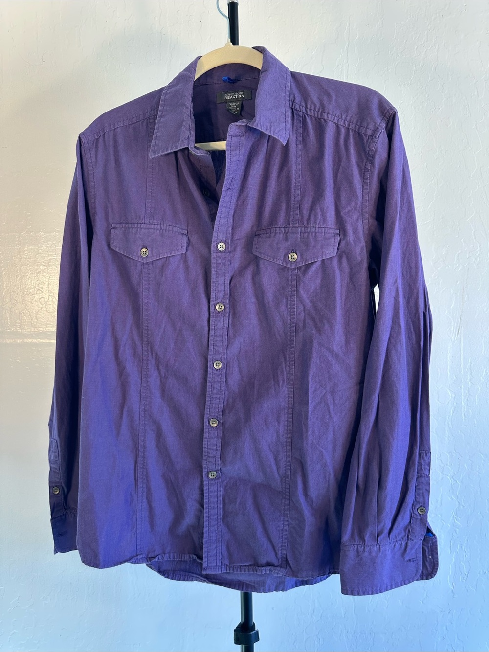 Kenneth Cole Reaction Men's Purple Long-Sleeve Button-Down Shirt
